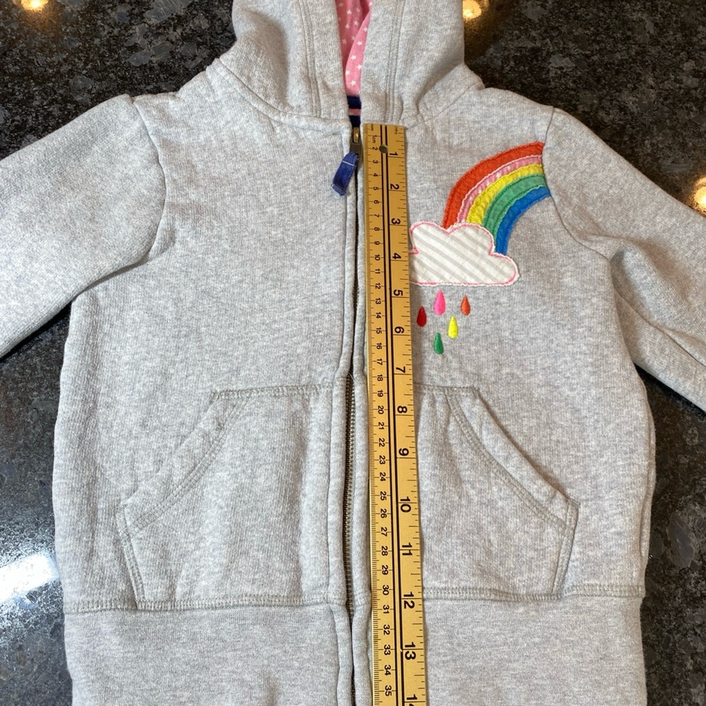 Mini Boden Girls 5-6 Gray Rainbow Zip Up Hooded Sweater - Picture 2 of 8